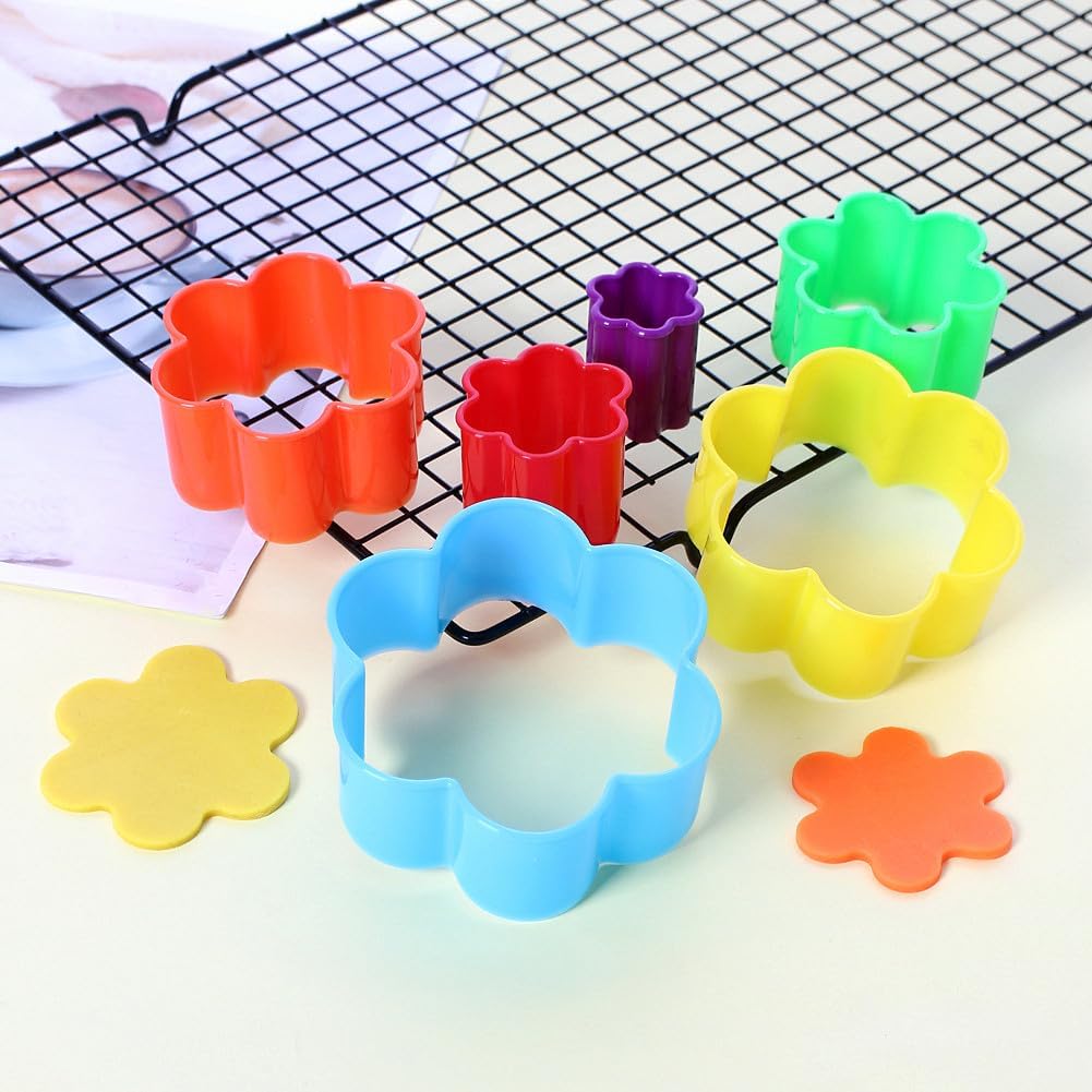 Cookie Cutter Set for Baking, 6PCS Sandwich Fondant Cake Fruit Vegetable Shapes Cutter Set (Flower)