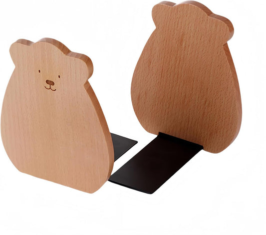 Cute Bear-Shaped Book Ends for Shelves ，Detachable Design bookends for Heavy Books ，with Anti-Slip Foam Pads，an Ideal Gift for Book Fans(Pack of 2)