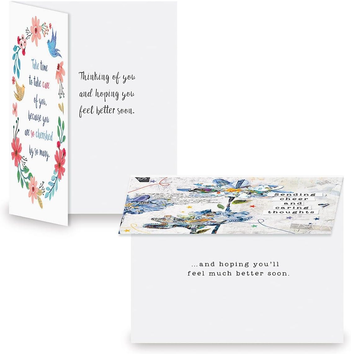 Current Caring Get Well Wishes Greeting Cards Value Pack - Set of 20, 10 Unique Designs, Large 5 x 7 Inch Cards, Sentiments Inside, Envelopes Included