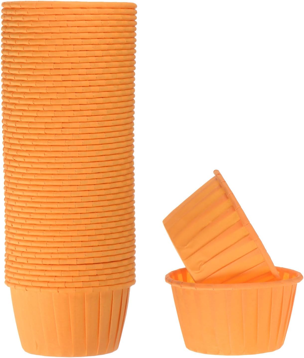 HARFINGTON 50Pcs Cupcake Baking Cups 3.5oz Standard Size Paper Cupcake Liners Greaseproof Wrappers Disposable for Wedding Birthdays Christmas Dessert, Orange