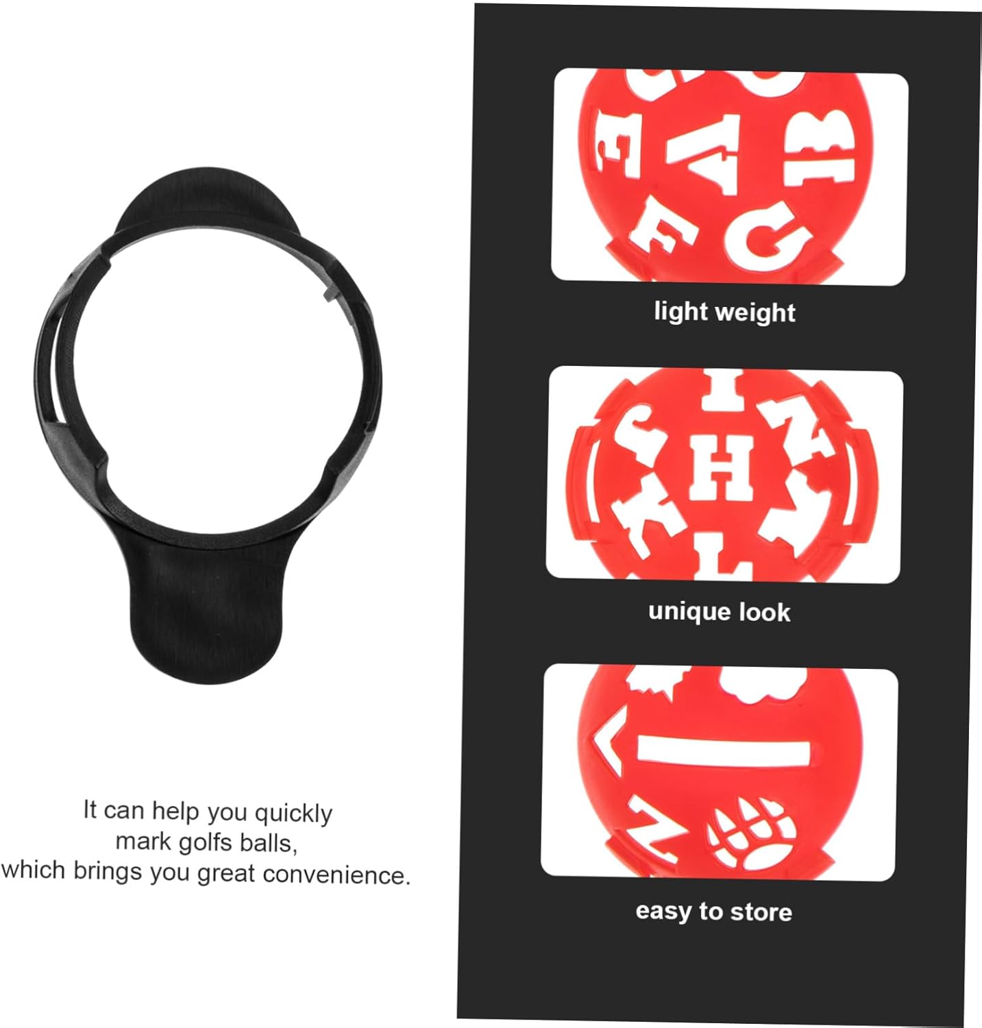 Creative Golf Ball Markers with Line Letter Pattern Stencils Golf Ball Liner Kit with Base for Accurate Alignment and Swing Improvement Lightweight Golfing Accessories for Easy