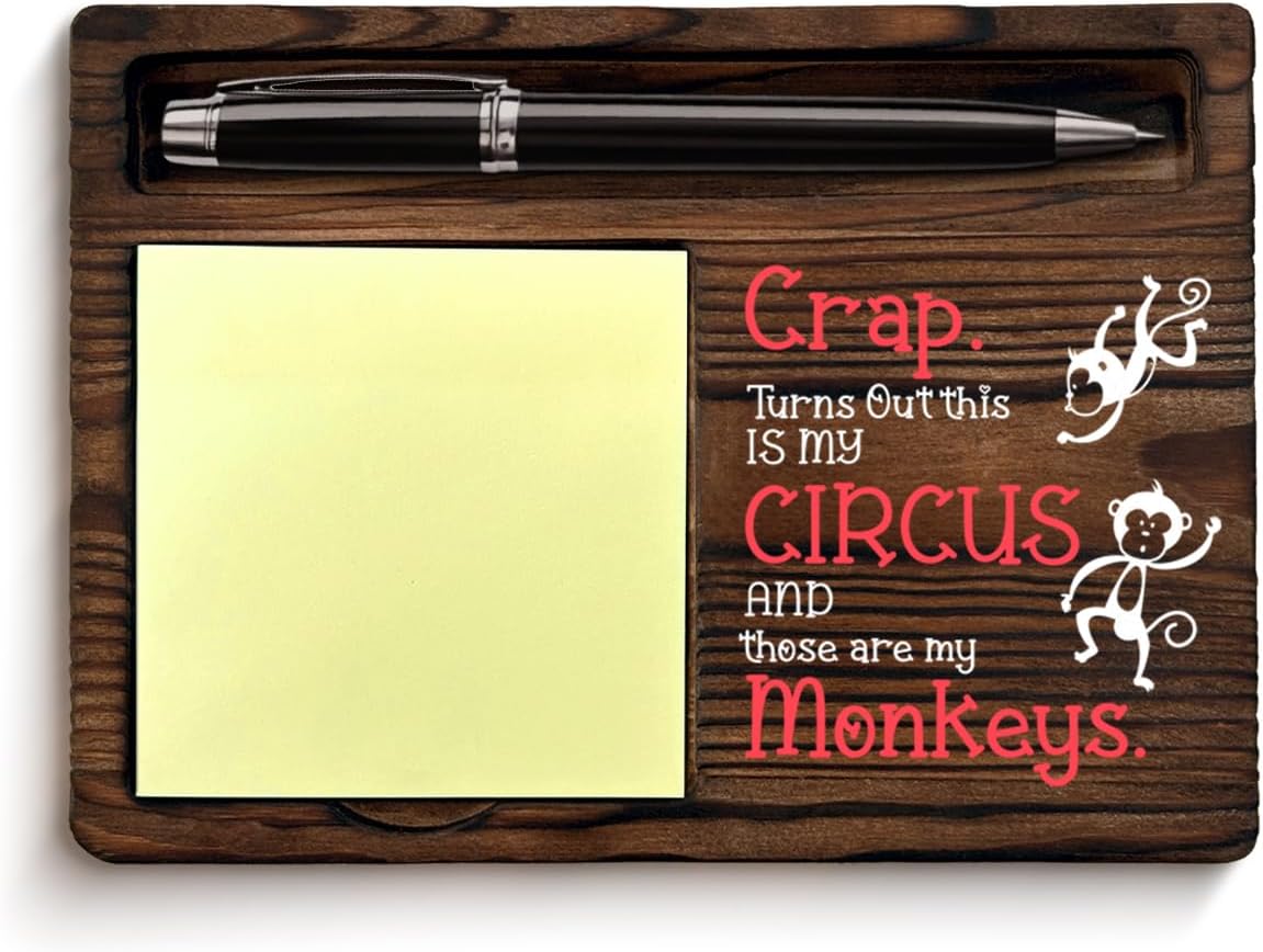 Funny Office Sticky Note Holder, Boss Gifts for Boss's Day Retirement Birthday, This is My Circus These are My Monkeys Self-Stick Note Pad Holders Office Cubicle Decor
