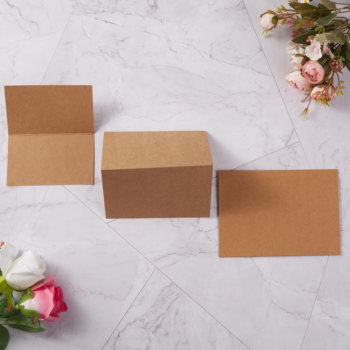 50 Pack Blank Cards Folded Cardstock Thank You Blank Greeting Cards for Invitations, Wedding, Greeting Cards, All Occasion DIY (Brown, 5x7)