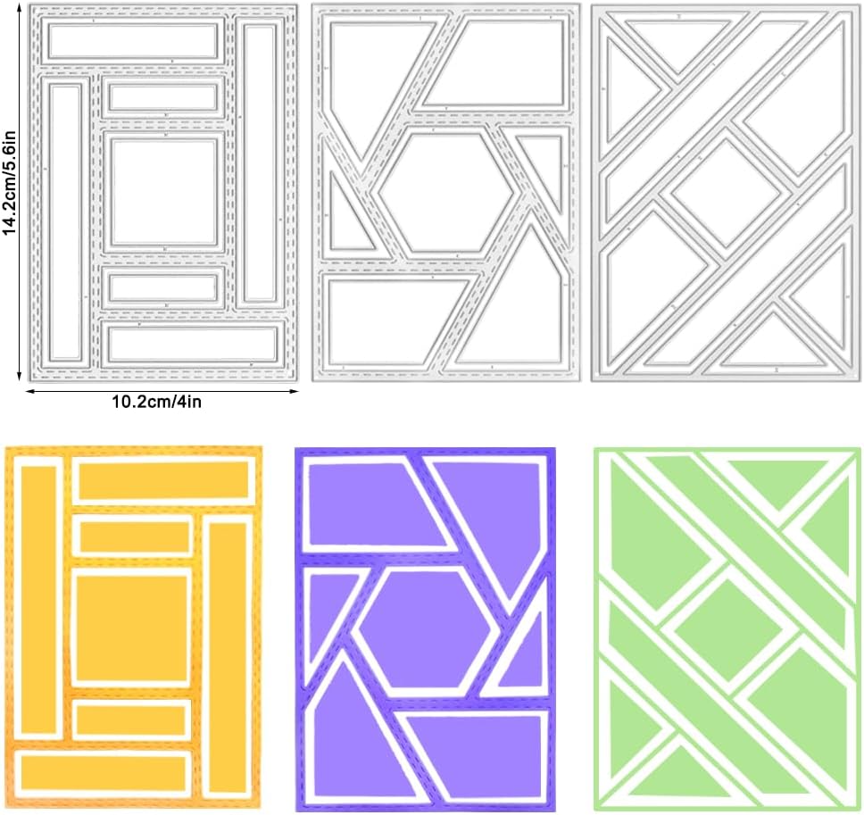 3 PCS Rectangular Die Cuts for Card Making, AFUNTA Frame Scrapbook Metal Cutting Dies Embossing Tools for Card Making Supplies, Paper Album Decor