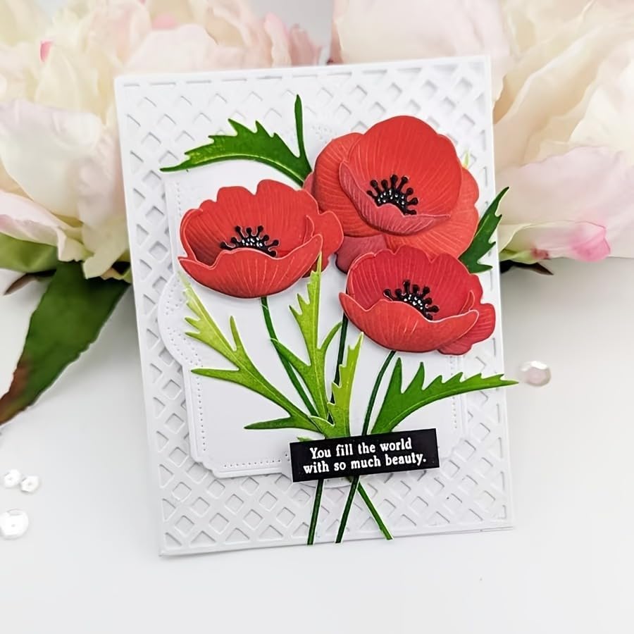 Flowers Metal Cutting Die for Scrapbooking - Cut Stencils for DIY Scrapbook Photo Album Decorative Paper Card, Card Making Supplies, Stencils & Crafting Die Cut (Geranium 5.6 x 4.2 in)