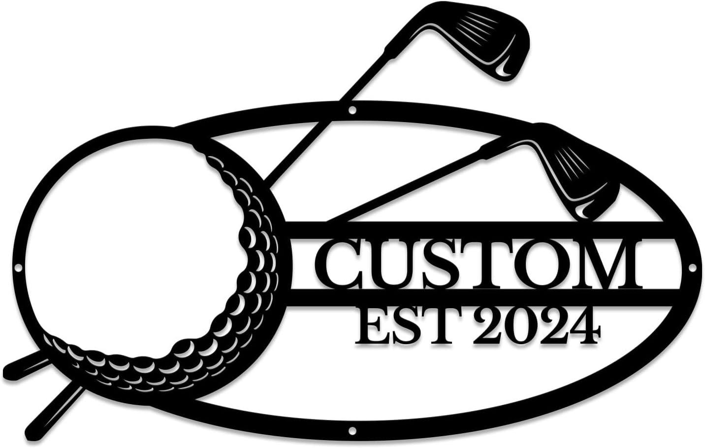Golf Art Metal Signs,Custom Golf Metal Name Signs,Personalized Golf Signs,Black Golf Metal Wall Art Signs,Golfball Home Outdoor Metal Signs (Style L)