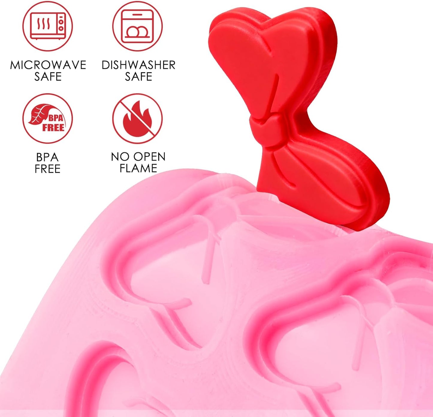 4 Pcs Bow Silicone Mold, Mini Bows Fondant Molds, Chocolate Candy Silicone Molds for Cupcake Topper, Cake Pop Decoration and Clay Craft Making