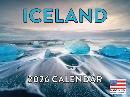 Iceland Calendar 2026 Icelandic Gifts Monthly Wall Calender 12 Month | American Made In The USA