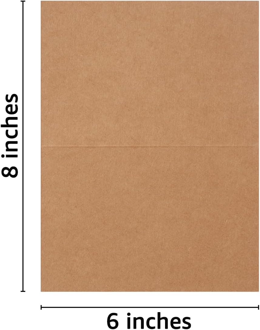 50 Pack Blank Cards Folded Cardstock Thank You Blank Greeting Cards for Invitations, Wedding, Greeting Cards, All Occasion DIY (Brown, 4x6)