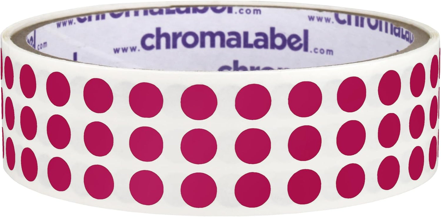 ChromaLabel 0.25 Inch Round Label Permanent Color Code Dot Stickers, 1000 Labels per Roll, Magenta