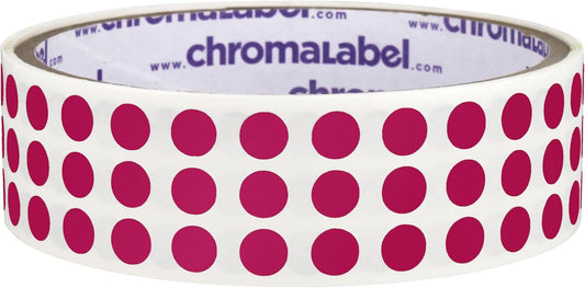 ChromaLabel 0.25 Inch Round Label Permanent Color Code Dot Stickers, 1000 Labels per Roll, Magenta