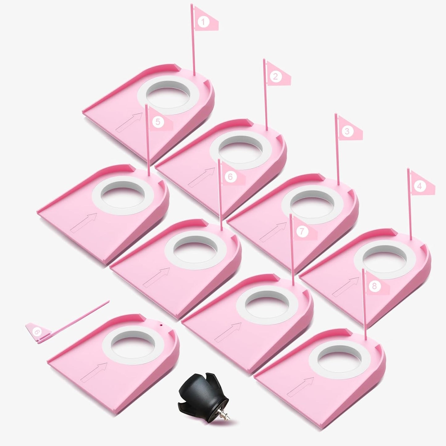 9 Pack Golf Putting Cups with Flags, Plastic Golf Training Aids with Golf Ball Retriever, Putting Training Hole Set for Indoor Outdoor