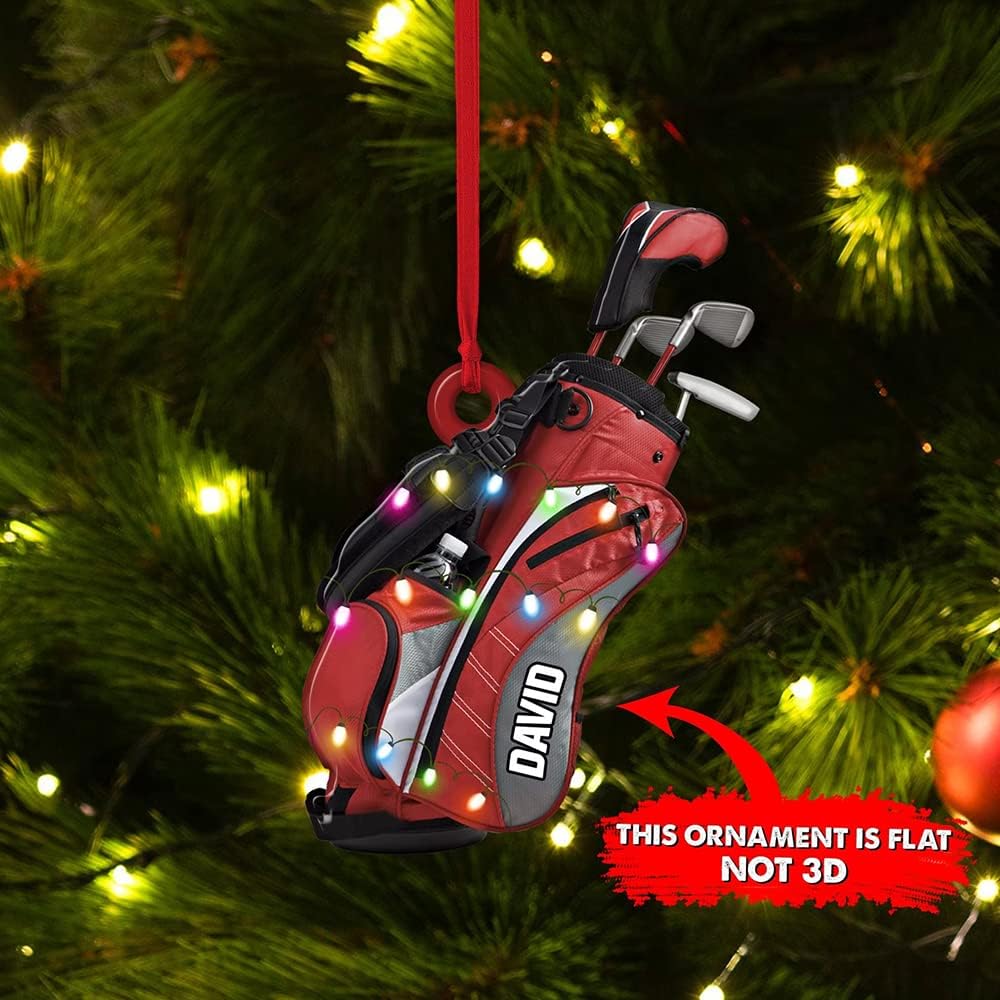 Personalized Golf Ornament, Custom Name Ornament, Set of Golf Clubs Hanger Gift, Sport Hanger, Tree, Golfing Cart Christmas Ornament, Idea 3