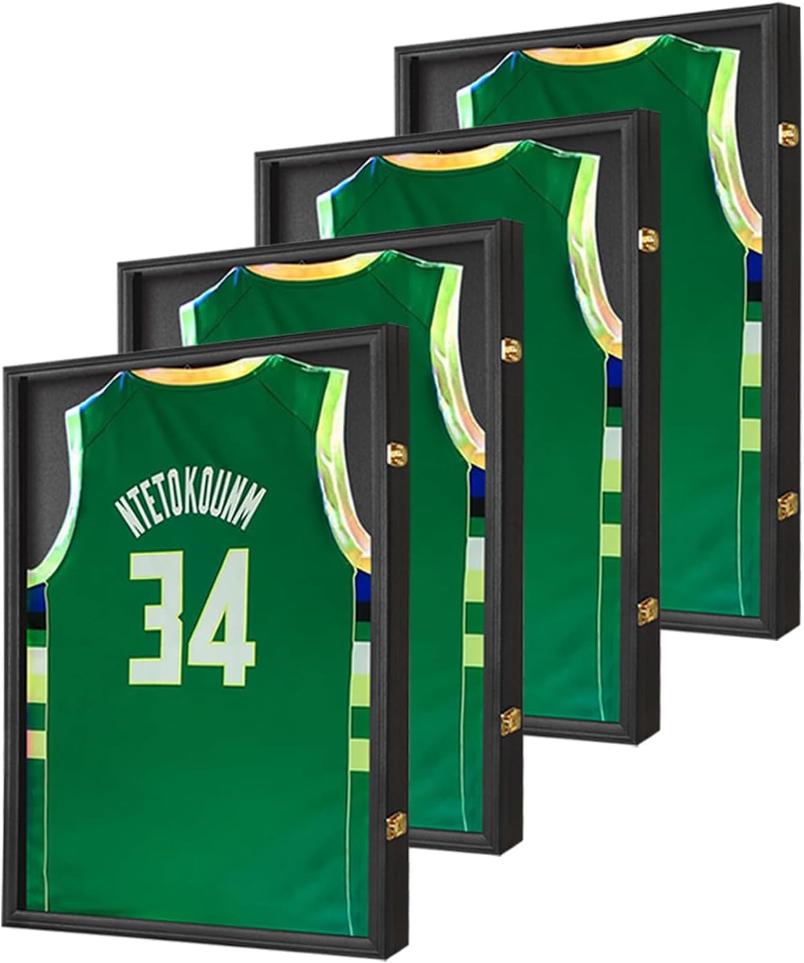 IHEIPYE Jersey Frame Display Case 4 Pack - Large Sport Jersey Shadow Box with UV Protection Acrylic for Baseball, Basketball, Football, Soccer, Hockey, Shirt and Uniform