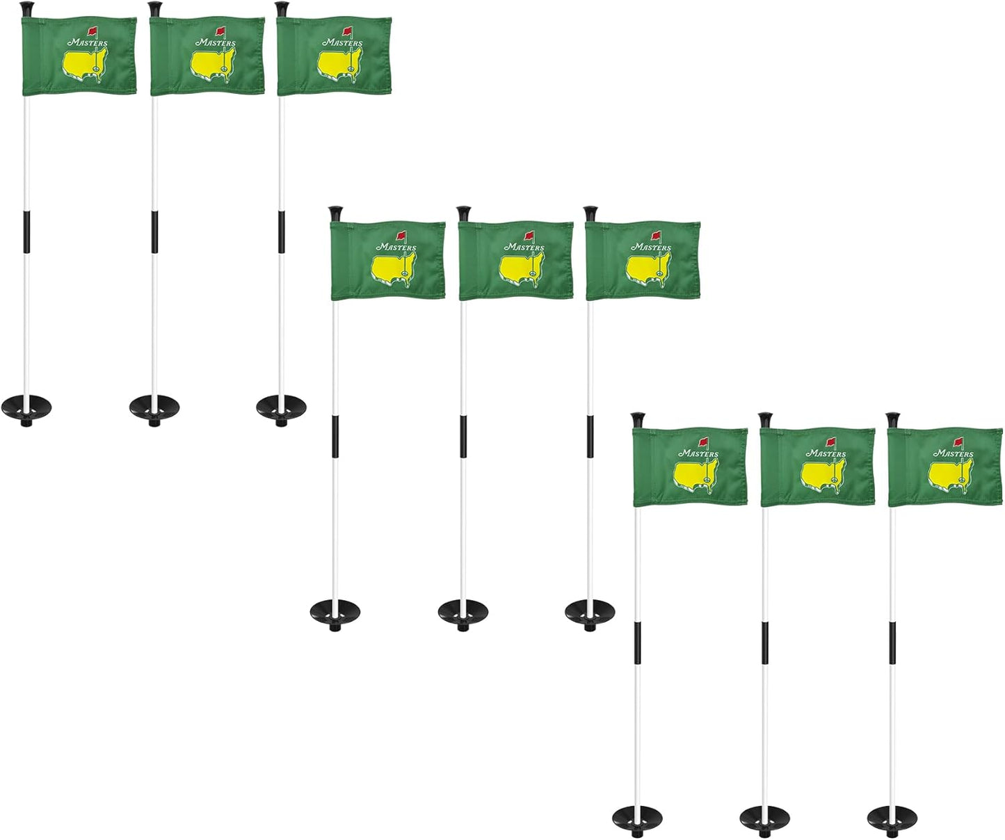 3FT Golf Flagpole with Mini Masters Flag, Double-Sided Silk-Screened, Ideal for Backyard Practice Putting Green, 9-Pack