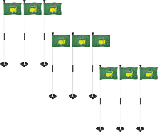3FT Golf Flagpole with Mini Masters Flag, Double-Sided Silk-Screened, Ideal for Backyard Practice Putting Green, 9-Pack