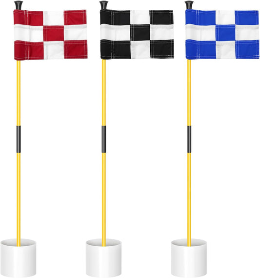 KINGTOP Golf Flagstick Mini, Putting Green Flag for Yard, All 3 Feet, Double-Sided Numbered Golf Flags, Golf Pin Flag Hole Cup Set, Portable 2-Section Design, Gifts Idea