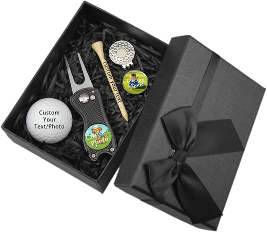 Custom Golf Ball Markers & Golf Divot Tool Gift Set, Personalized Magnetic Ball Marker Hat Clips, Golf Divot Repair Tool, Premium Golf Gifts for Golfers