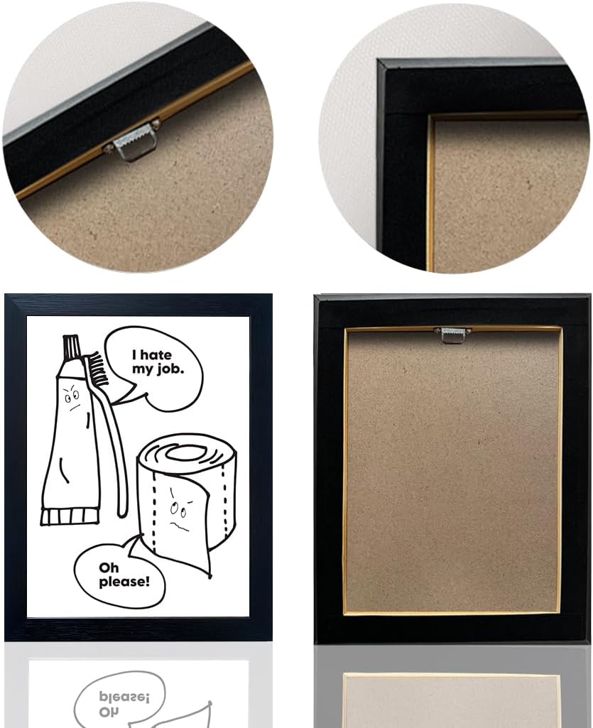 Black and White Bathroom Wall Decor Funny Bathroom Quote Wall Art Framed Cute Canvas Print Pictures Artwork for Wall