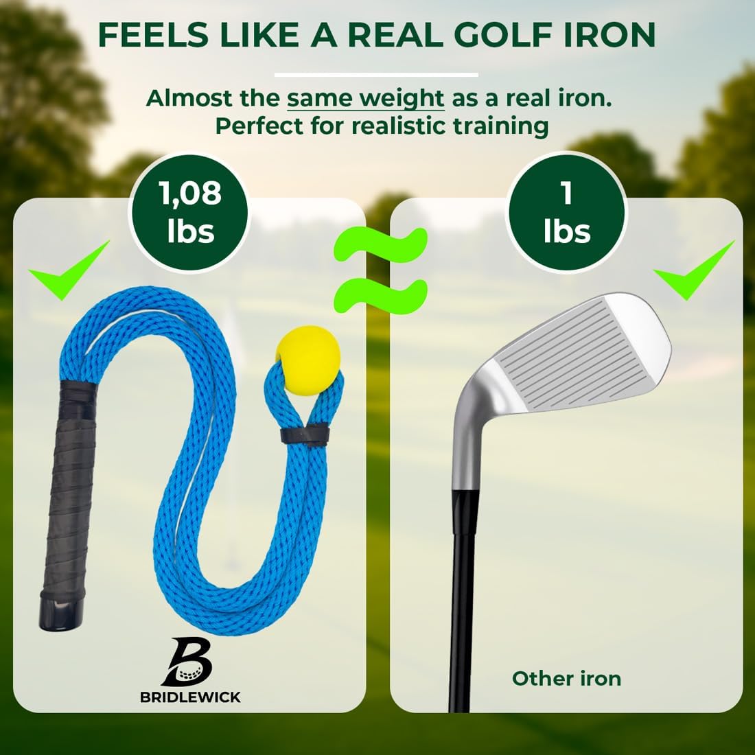 Golf Rope Swing Trainer – Weighted Rope with Yellow Ball, Improve Swing Speed, Tempo, Rhythm & Strength – Indoor/Outdoor Training Aid with Manual, Bag – for Men & Women