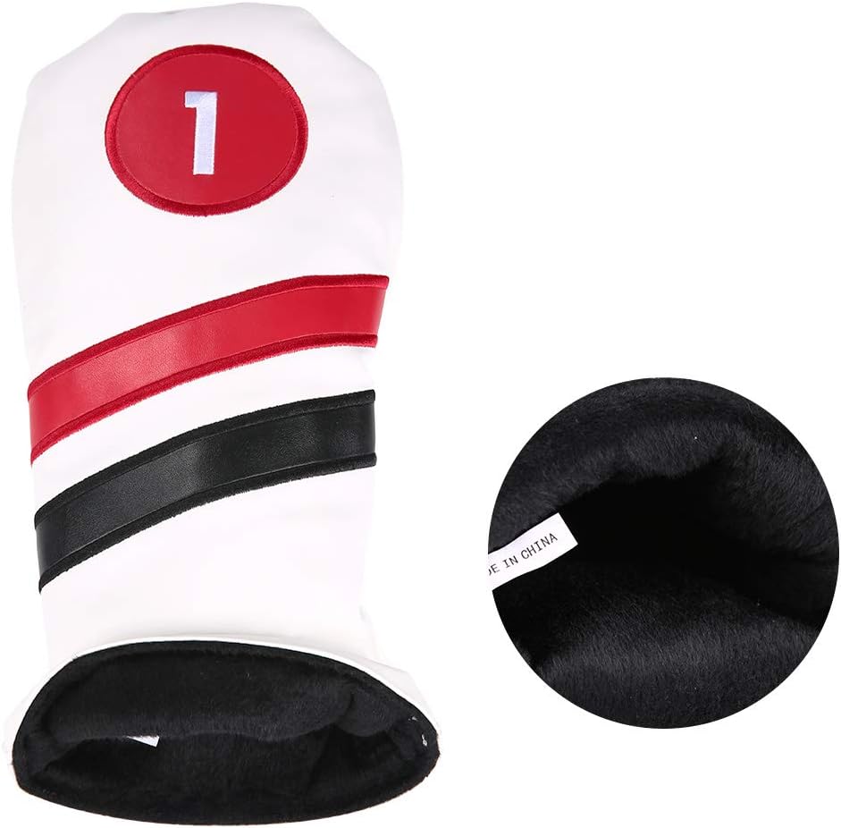 Golf Head Covers 3pcs Set, Driver Fairway Wood Headcovers, Vintage PU Headcovers for Golf Club