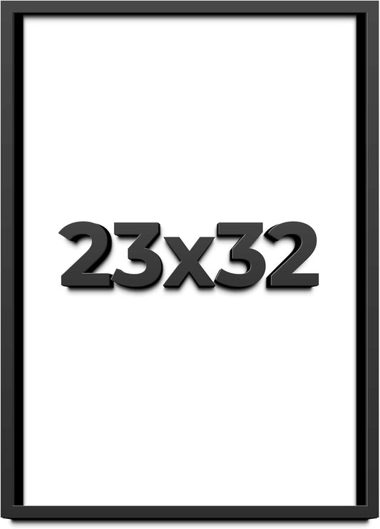 23x32 Shadow Box Black Solid Wood Display Frame with White Acid-Free Backing UV Acrylic & Hanging Hardware - with 3/4" Usable Depth