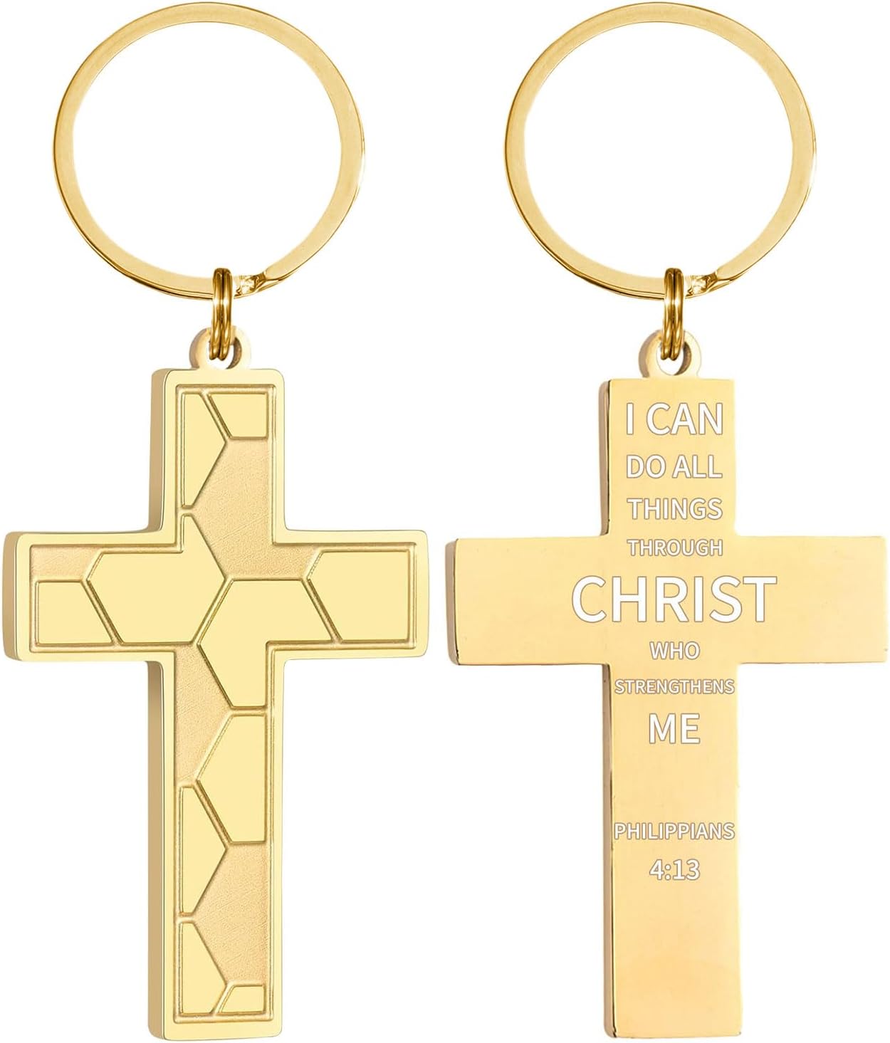 Football/Baseball/Soccer/Basketball Cross Keychains for Men First Communion Baptism Confirmation,Mens Gifts