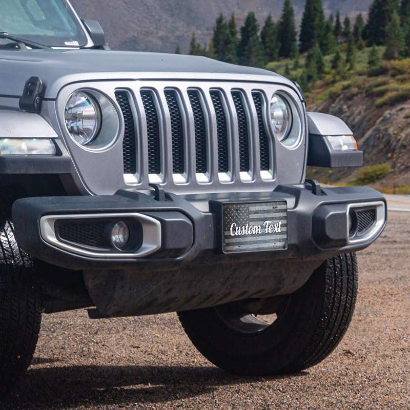 Unique Vanity License Plates | 16 Individual Designs | 3 Sizes (Automobile, Golf Cart, Motorcycle/Bike) | Made in U.S.A. | Custom Car Tags (Grey USA Flag, Golf Cart (7" x 4"))