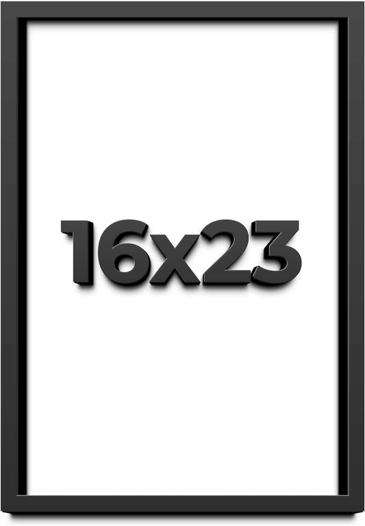 16x23 Shadow Box Black Solid Wood Display Frame with White Acid-Free Backing UV Acrylic & Hanging Hardware - with 3/4" Usable Depth