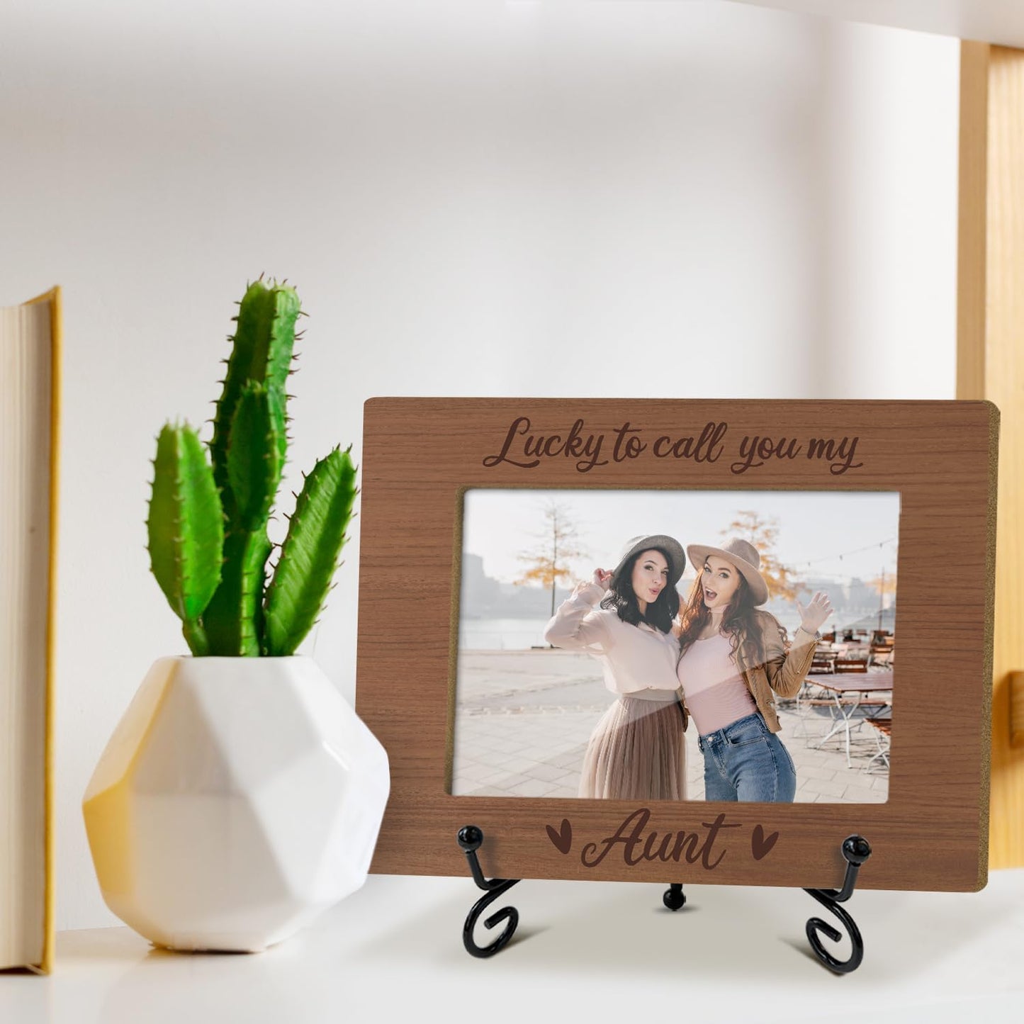 Aunt Picture Frame, Wooden Photo Frame with Stand, Birthday Gifts for Women Aunt Auntie Aunt To Be, Home Office Desk Decor Photo Frame Tabletop Display -xk32