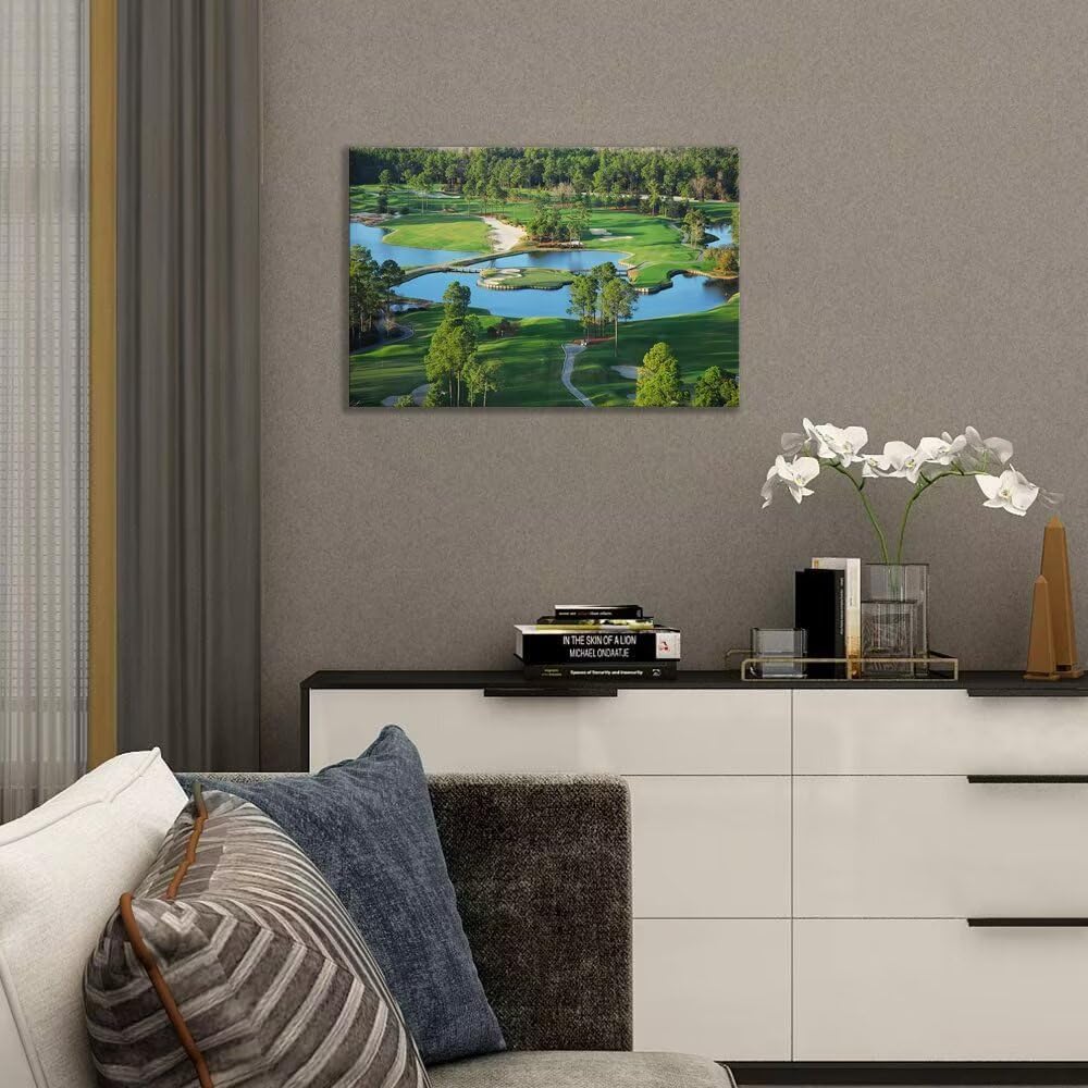 chenchenArt King's North Golf Course Wall Art for Living Room Bedroom Bathroom Home Decorations Myrtle Beach National Club Picture Canvas Prints Modern Artwork Framed Ready to Hang(12''H x 16''W)