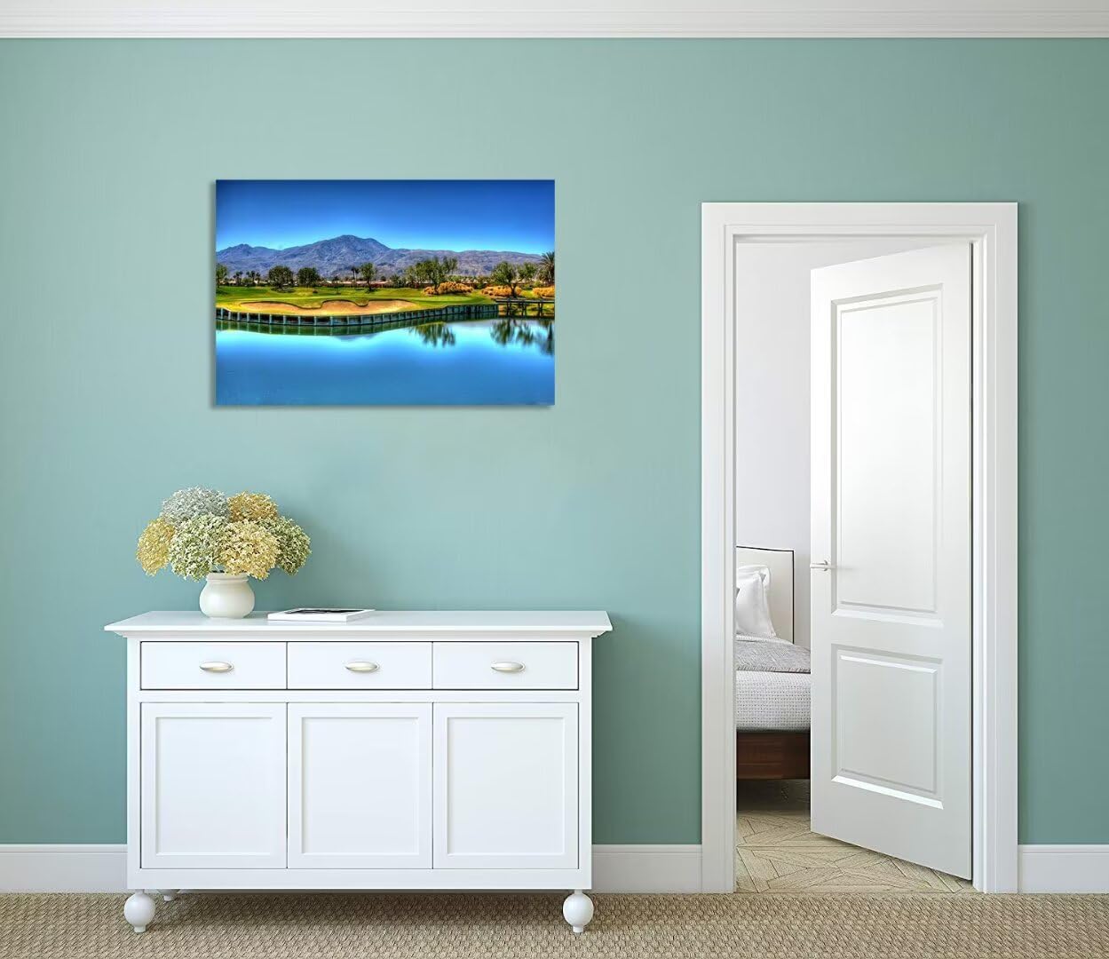 Augusta National Golf Course Wall Art for Living Room Bedroom Bathroom Home Decorations USA Georgia Golf Course Picture Poster Framed Artwork Canvas Prints Ready to Hang(24''H x 36''W)