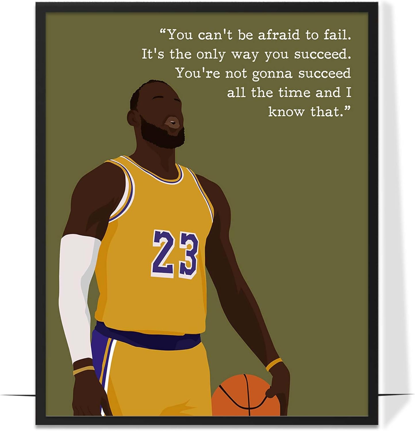 LOLUIS Motivational Basketball Superstar Hand-Drawn Artwork Sport Quote Wall Art Decorations (Unframed 16"x20", Basketball Player 3)