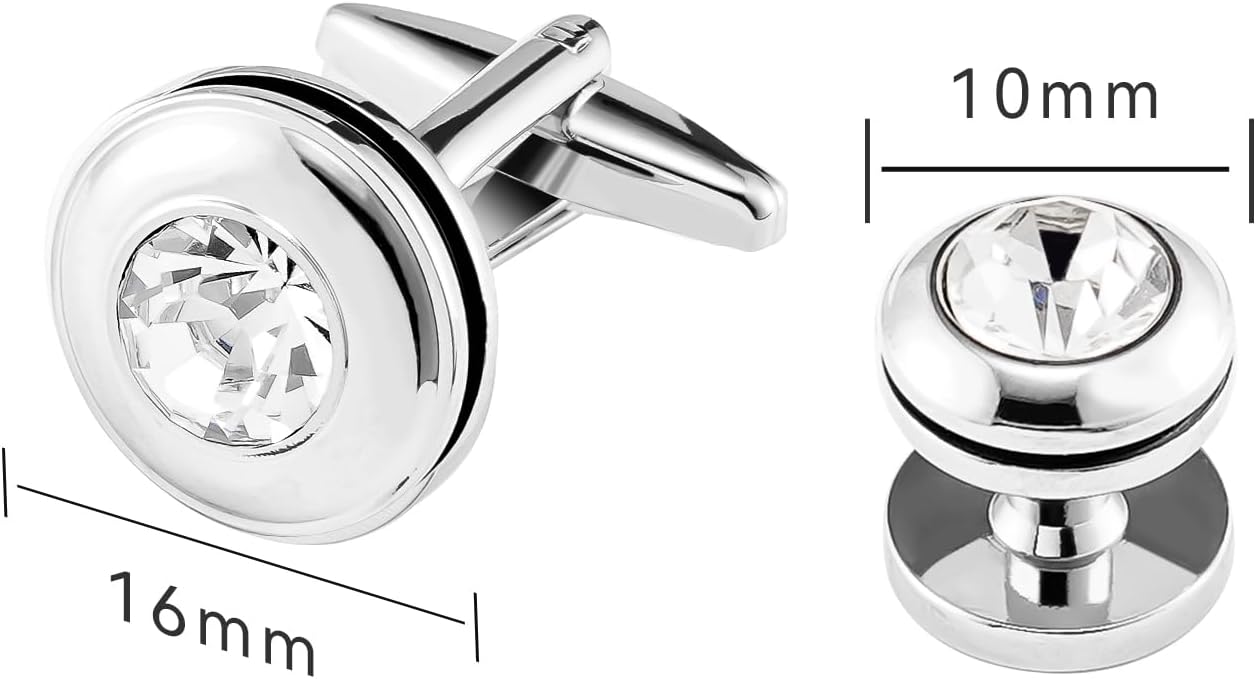 Cufflinks for Men and Tuxedo Shirt Studs Set with Gift Box Stainless Steel Cuff links