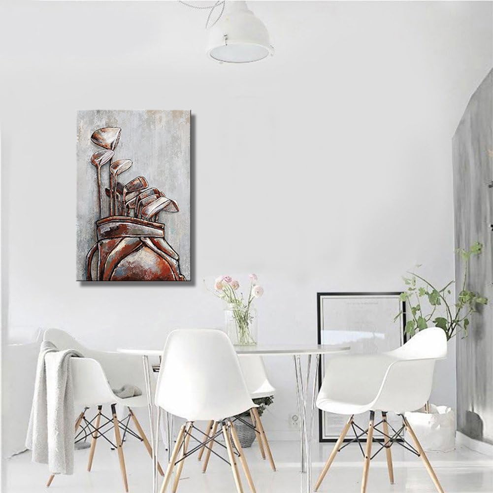 Kalormore Golf Picture Vintage Framed 24x36 Inch Wall Art, Golf Club Painting for Living Room Decor