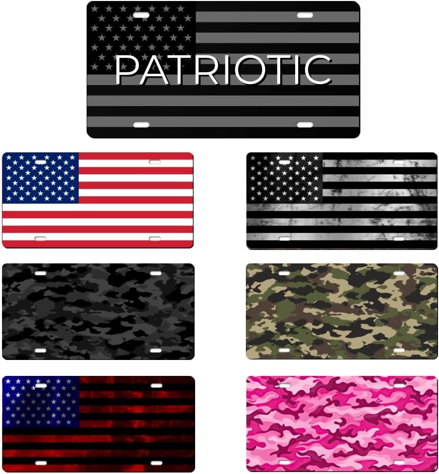 Personalized Custom Vanity License Plate for Cars & Trucks - Decorative Novelty Auto Accessory for Garage, Bar, or Home Display - Upload Your Logo for Your Business (Patriotic)