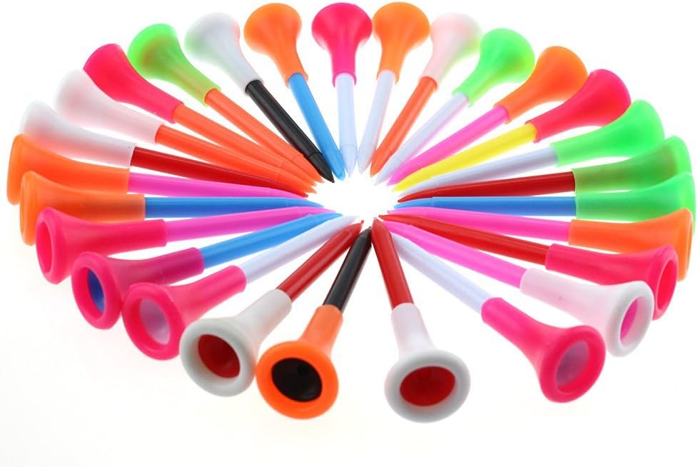 Crestgolf Rubber Cushion Top Plastic Golf Tees Mixed Colors Pack of 50pcs