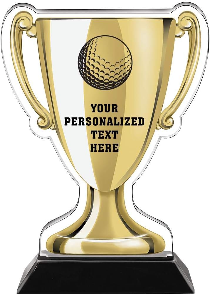 Crown Awards 7" Golf Ball Gold Cup Trophies, Custom Golf Acrylic Cup Trophy Prime