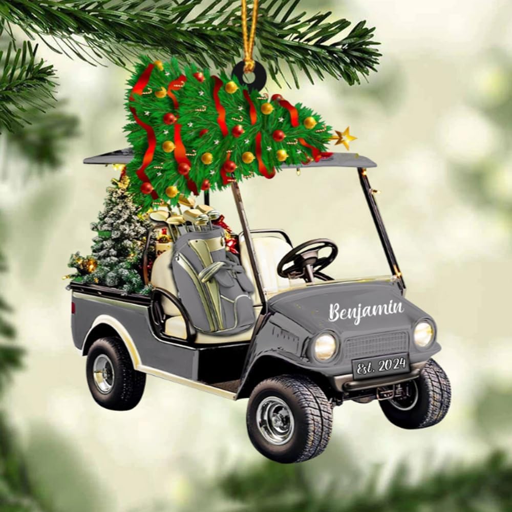 Personalized Golf Car Christmas Ornament, Christmas Ornament, Golf Cart Family, Golf Ornament, Golf Cart Ornament, Golf Christmas Ornaments, Golf Ornaments for Christmas Tree Gift for Golf Lovers/3