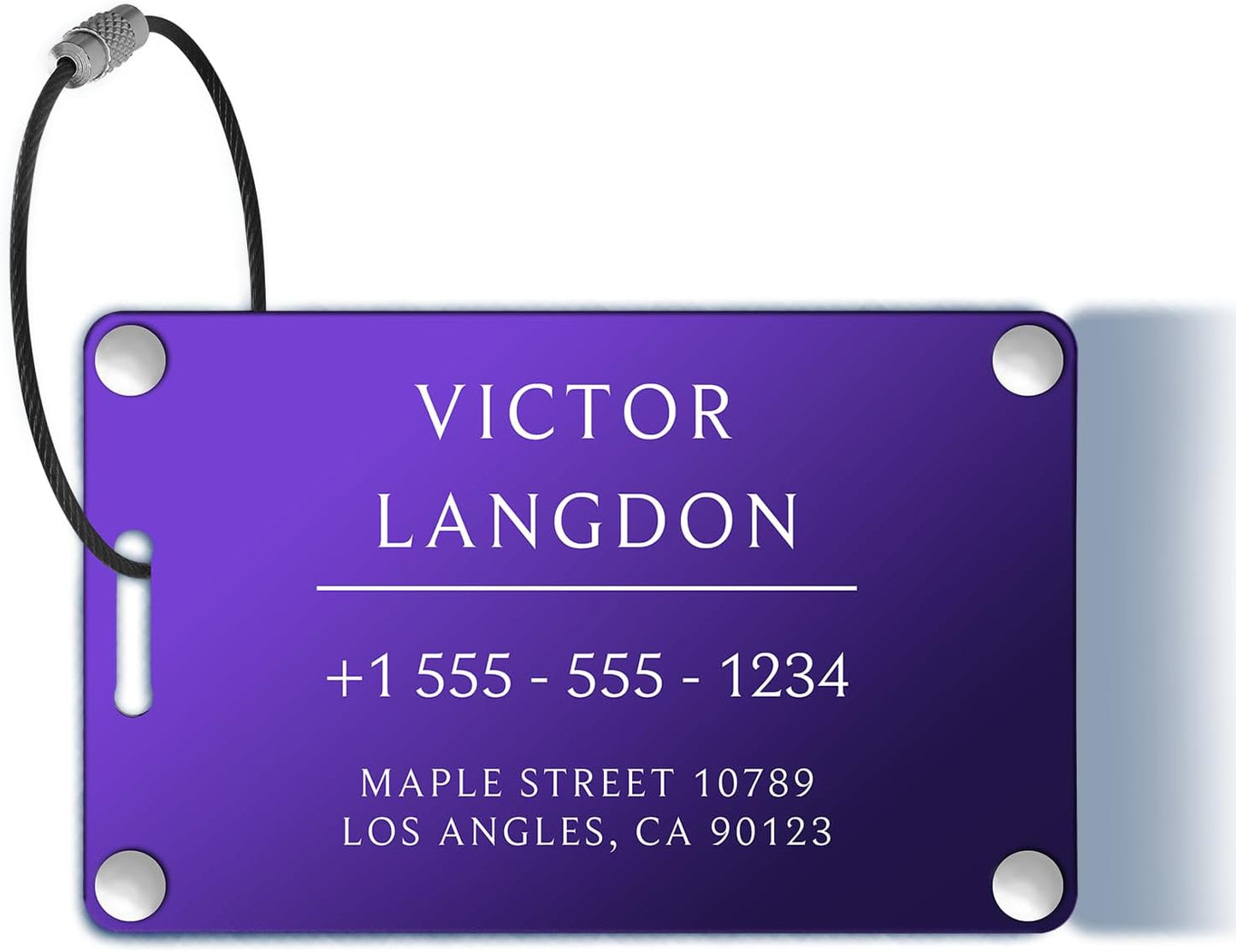 Personalized Luggage Tags for Suitcases - Aluminum Custom Luggage Tags for Backpacks & Bags, Sturdy, Waterproof & Heavy Duty (Purple/Card-Sized)