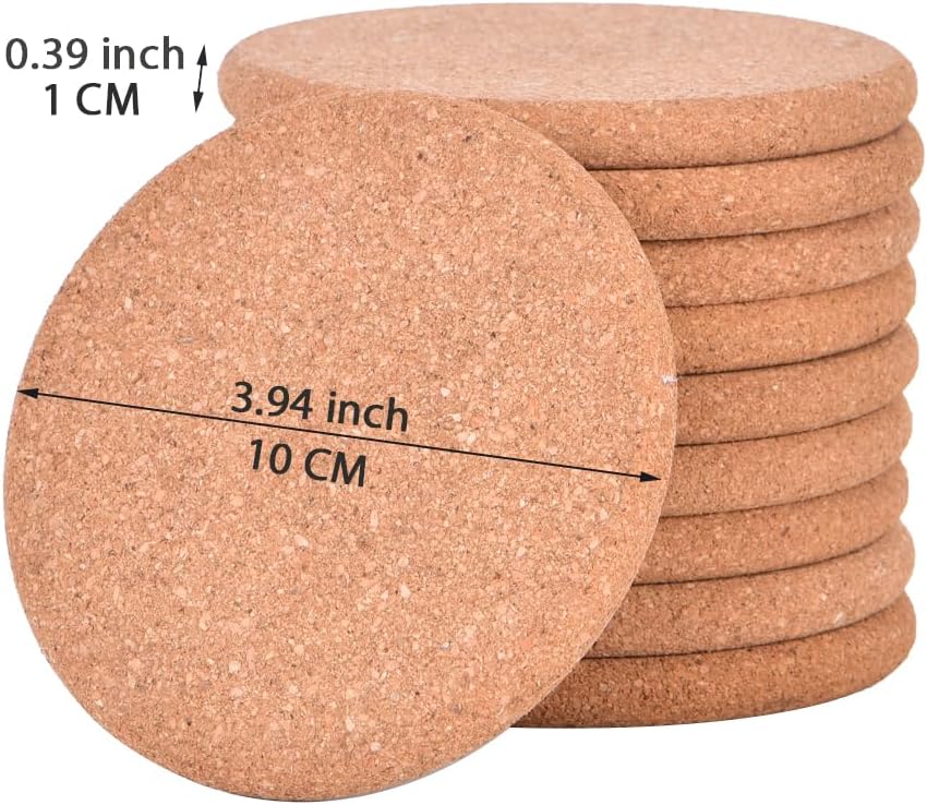 Personalized Cork Coasters for Drinks, Custom Engraved Absorbent Heat & Water Resistant Coasters for Cups and Mugs (S)