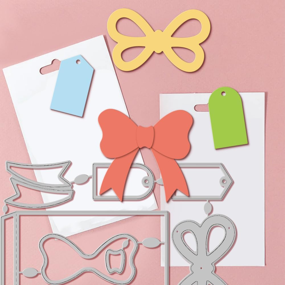 GLOBLELAND Gift Box Gift Card Holder Cutting Dies for Card Making Bow Gift Box Cut Die for DIY Scrapbooking Journal Embossing Paper Craft Decor