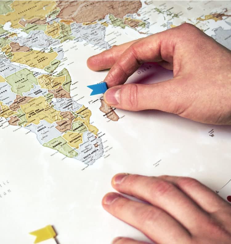 Map Your Travels Deluxe Push Pin World Map | Premium Wood Frame | Personalized Gift Map | Handmade in Minnesota | 33" x 21"