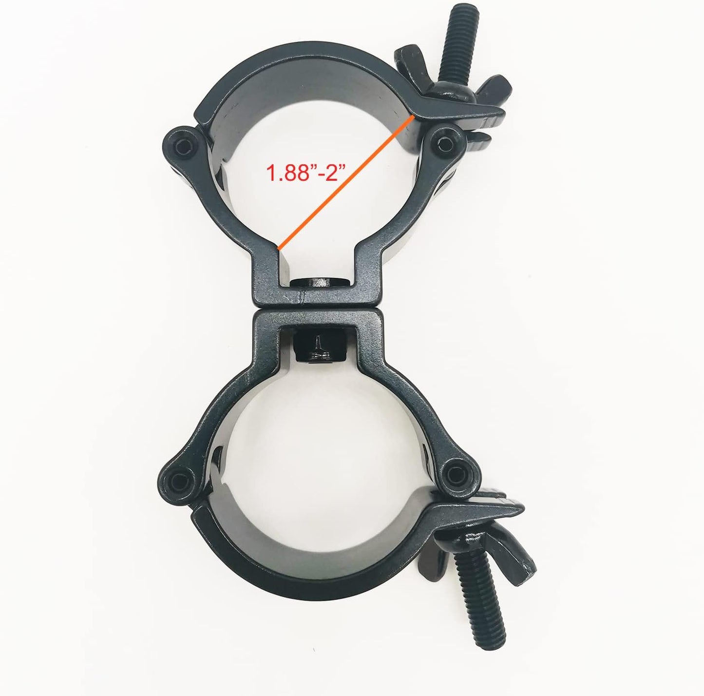1.88-2 Inch Lighting Truss Dual Swivel Coupler DJ Light Clamps Heavy Duty Aluminum Alloy 220 Lbs for 48-51 mm Pipe Black for Stage Lights Black 1 Piece