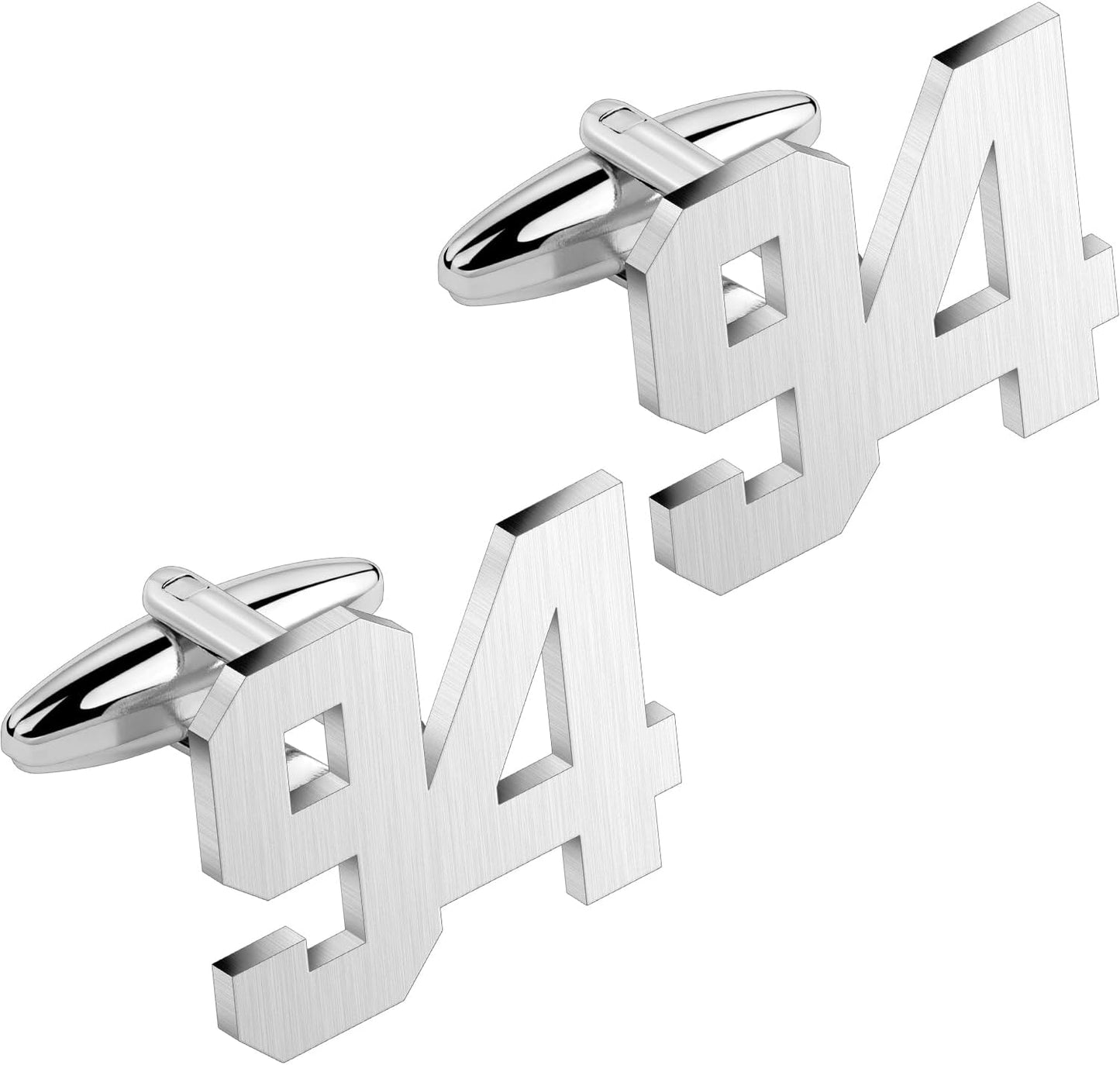 AMITER Mens Cufflinks with Number, Classic Silver Personalized Cuff Links for Men, Sport’s Day Casual or Formal Shirts