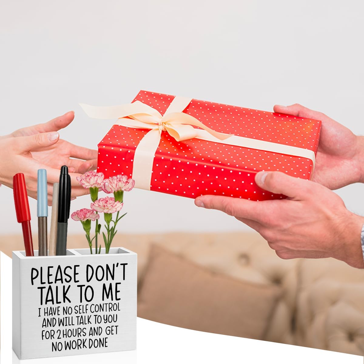 Bosses Day Gifts for Women Men Manager Funny Office Decor for Women Wooden Pencil Holder National Boss Day Decorations Gifts for Supervisor Leader Coworker Men HR Manager Office Desk Decor A 06