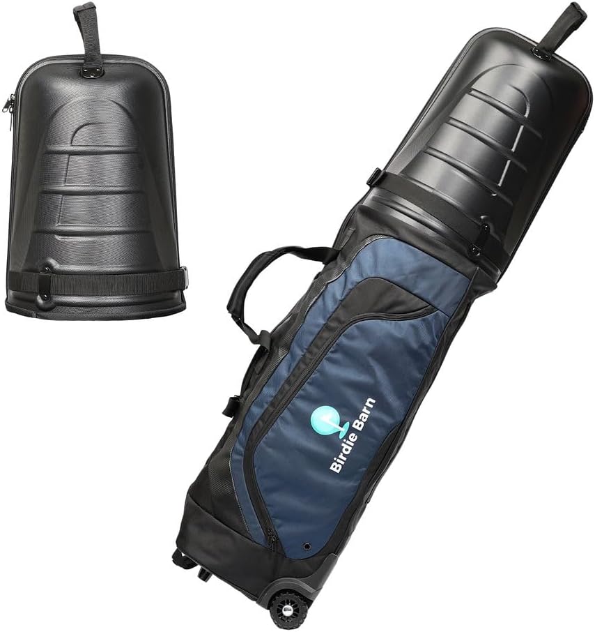 Golf Travel Bags for Airlines - 2-Sided Ample Storage, Durable, Water-Resistant Luggage with Reinforced Wheels and Hard Case Top for Safe Club Transport