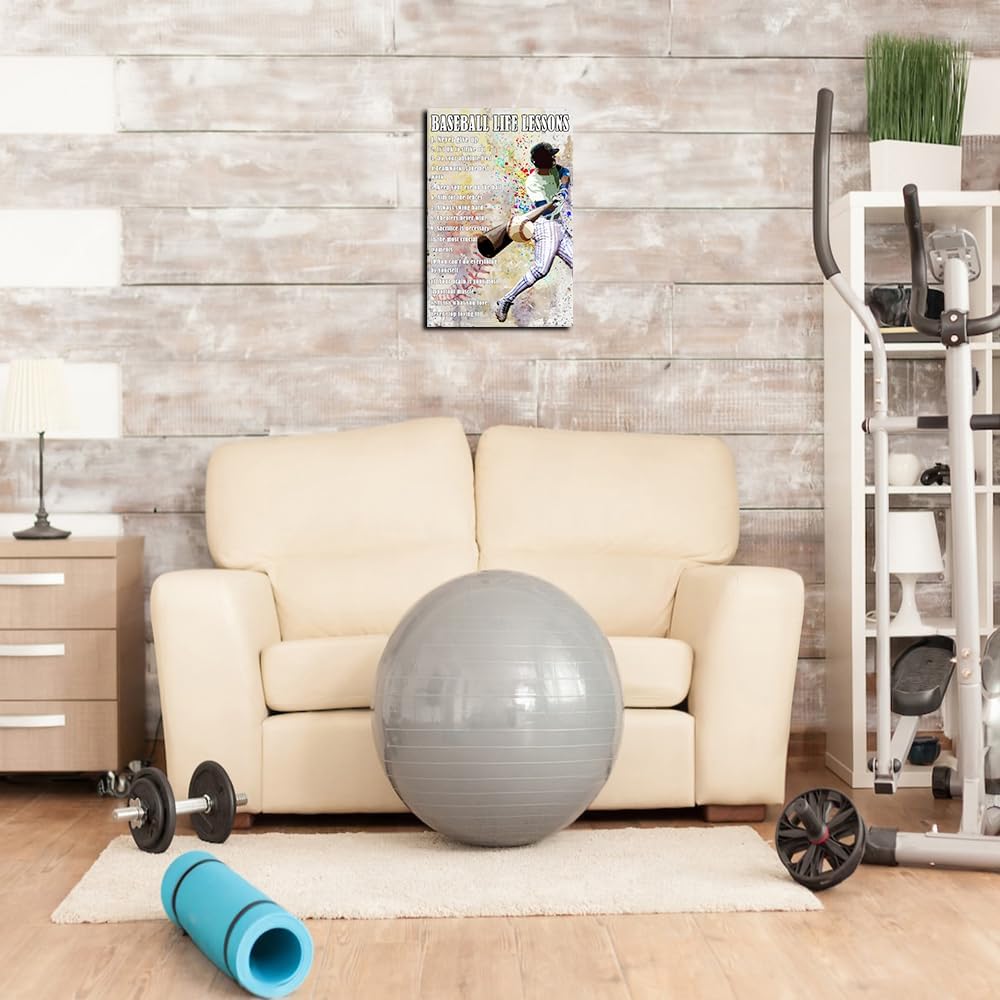 Strofupp Baseball Poster Framed Motivational Life Lessons Quotes Wall Art Picture Decor Prints Baseball Wall Art Sport Poster 12x18 inches