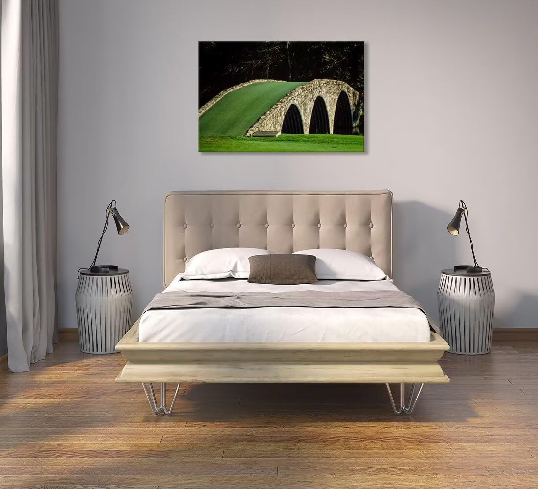 chenchenArt Famous Bridge at Augusta National Golf Course Wall Art for Living Room Bedroom Bathroom Home Decorations Golf Art Augusta Golf Poster Canvas Prints Framed Ready to Hang(12''H x 16''W)
