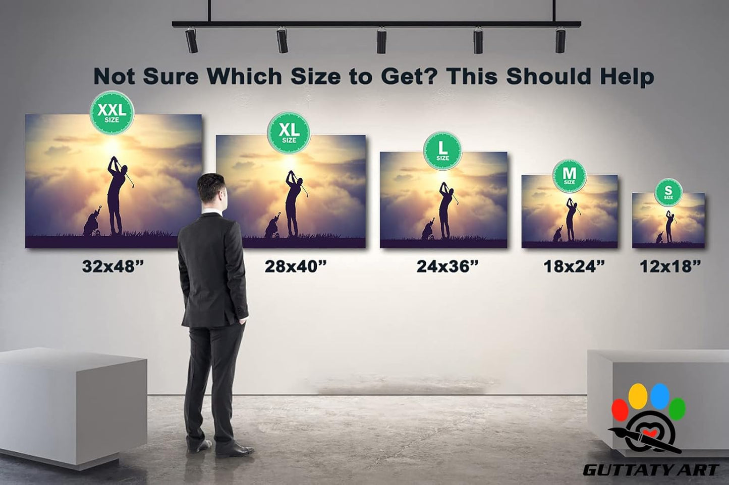 GUTTATY Golf Wall Art, Golf Pictures Posters Canvas Print Wall Decor for Golfer's Man Cave Home Ofice Ready to Hang (28x40 Inches)